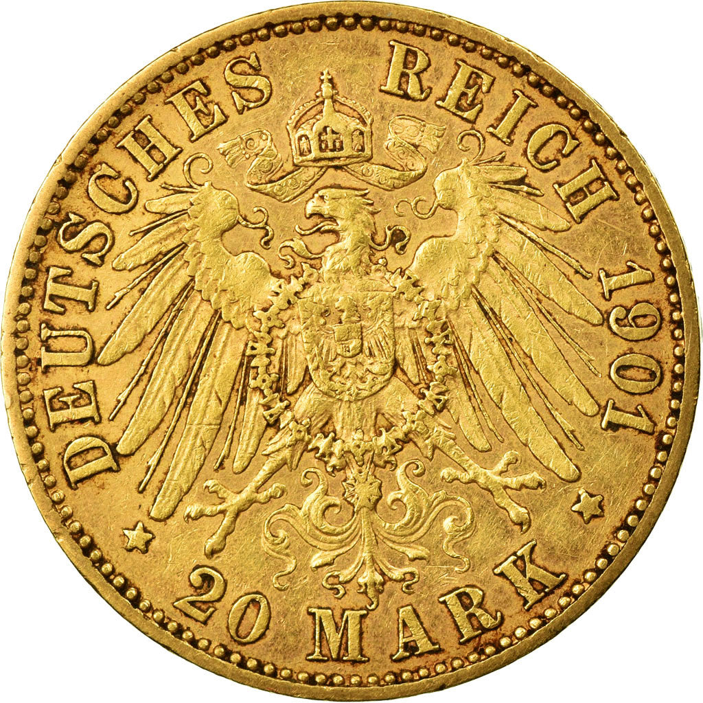 Moneda, Estados alemanes, PRUSSIA, Wilhelm II, 20 Mark, 1901, Berlin, MBC, Oro