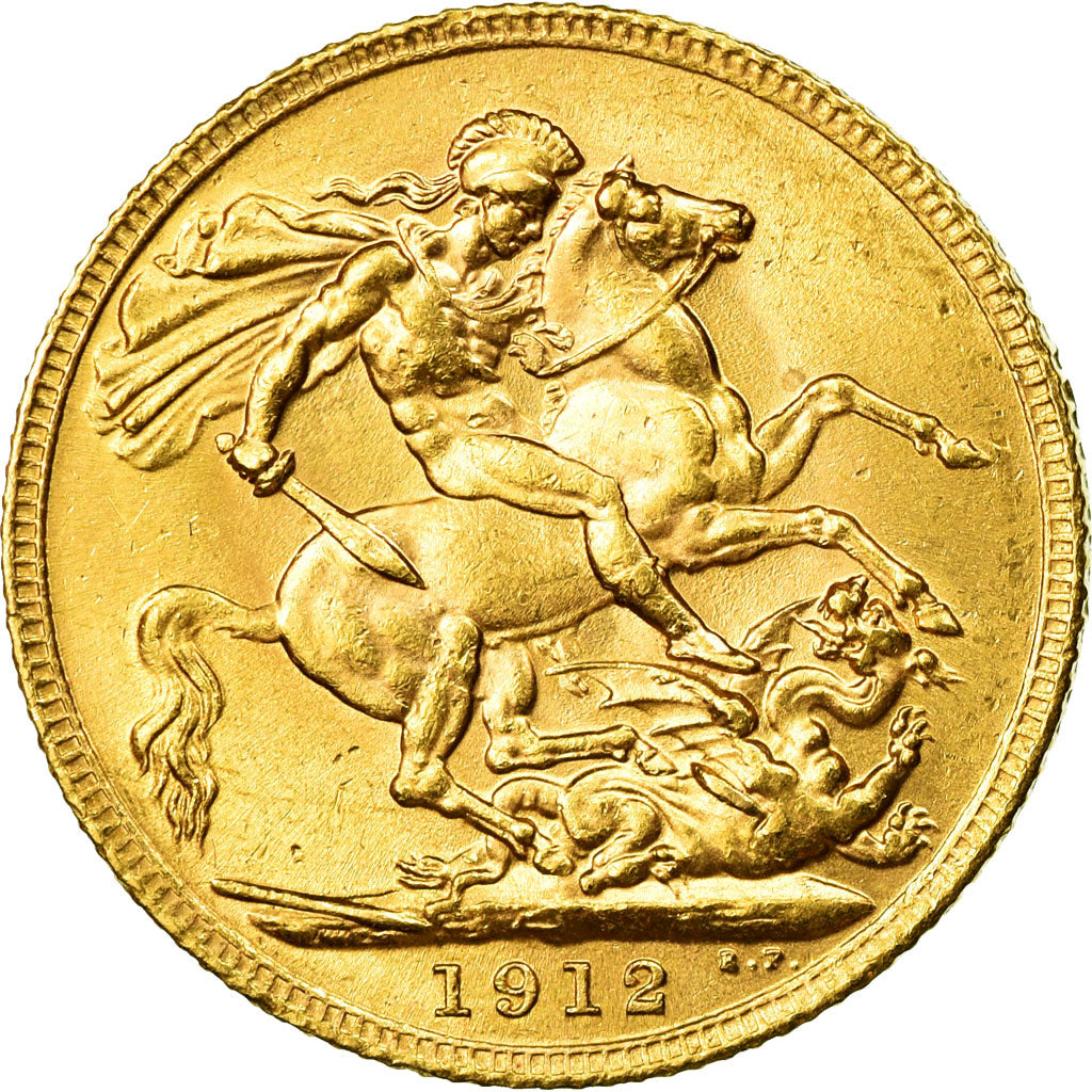 Coin, Great Britain, George V, Sovereign, 1912, London, MS(60-62), Gold, KM:820