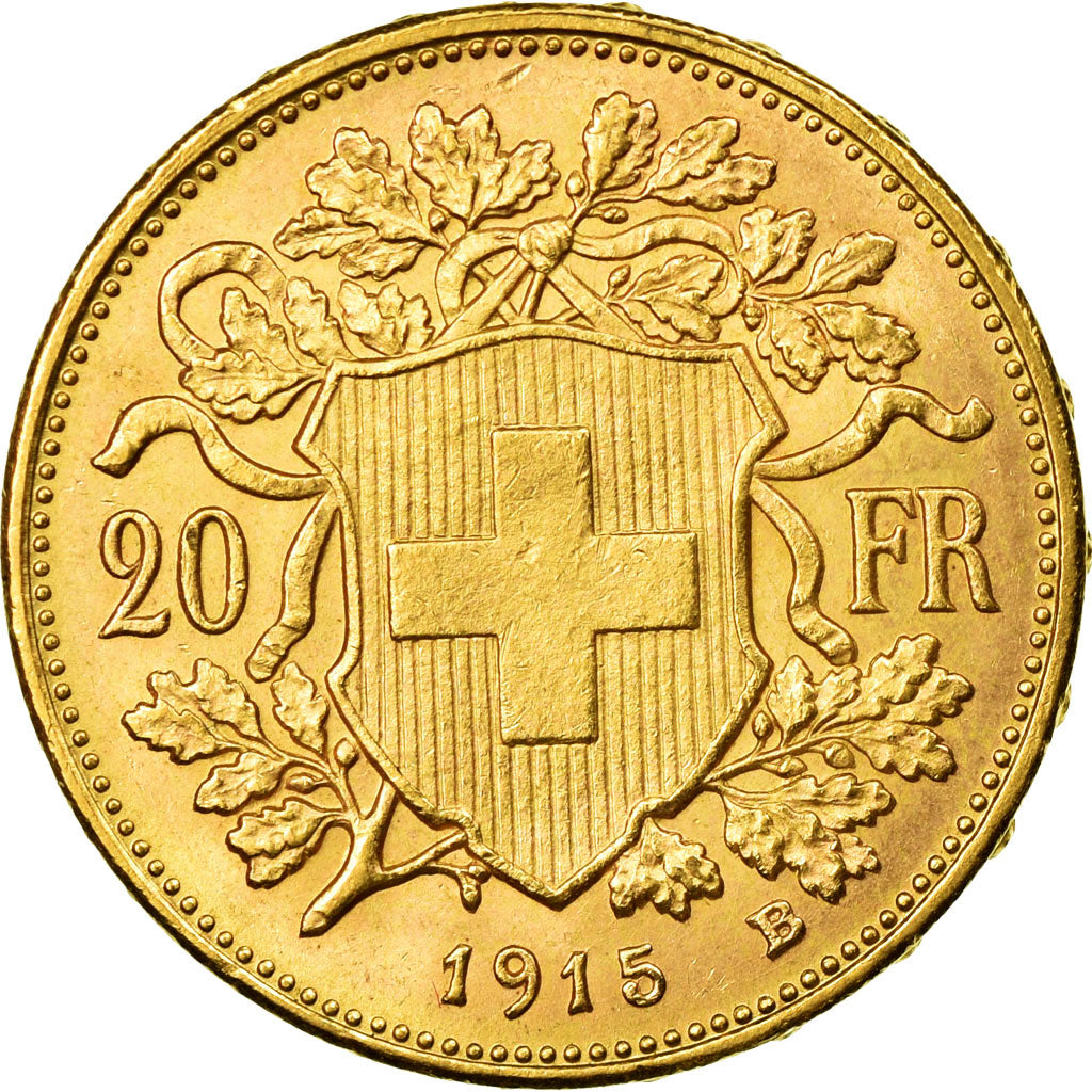 Moneda, Suiza, 20 Francs, 1915, Bern, SC, Oro, KM:35.1
