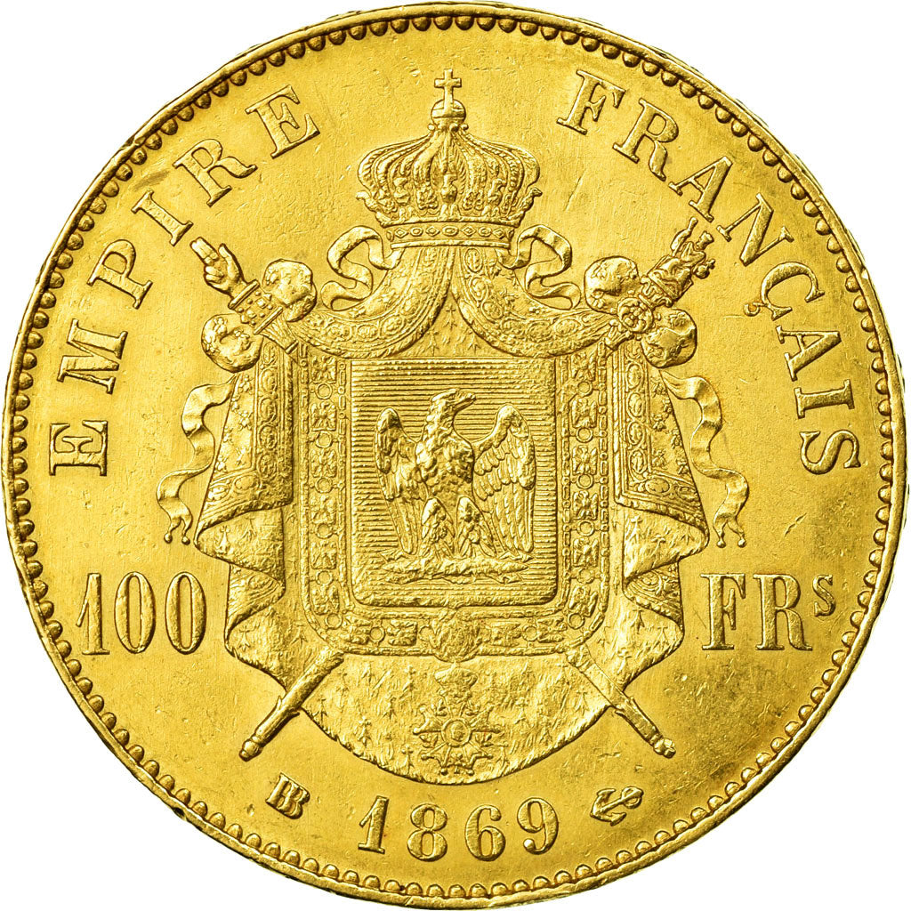 Moeda, França, Napoleon III, Napoléon III, 100 Francs, 1869, Strasbourg