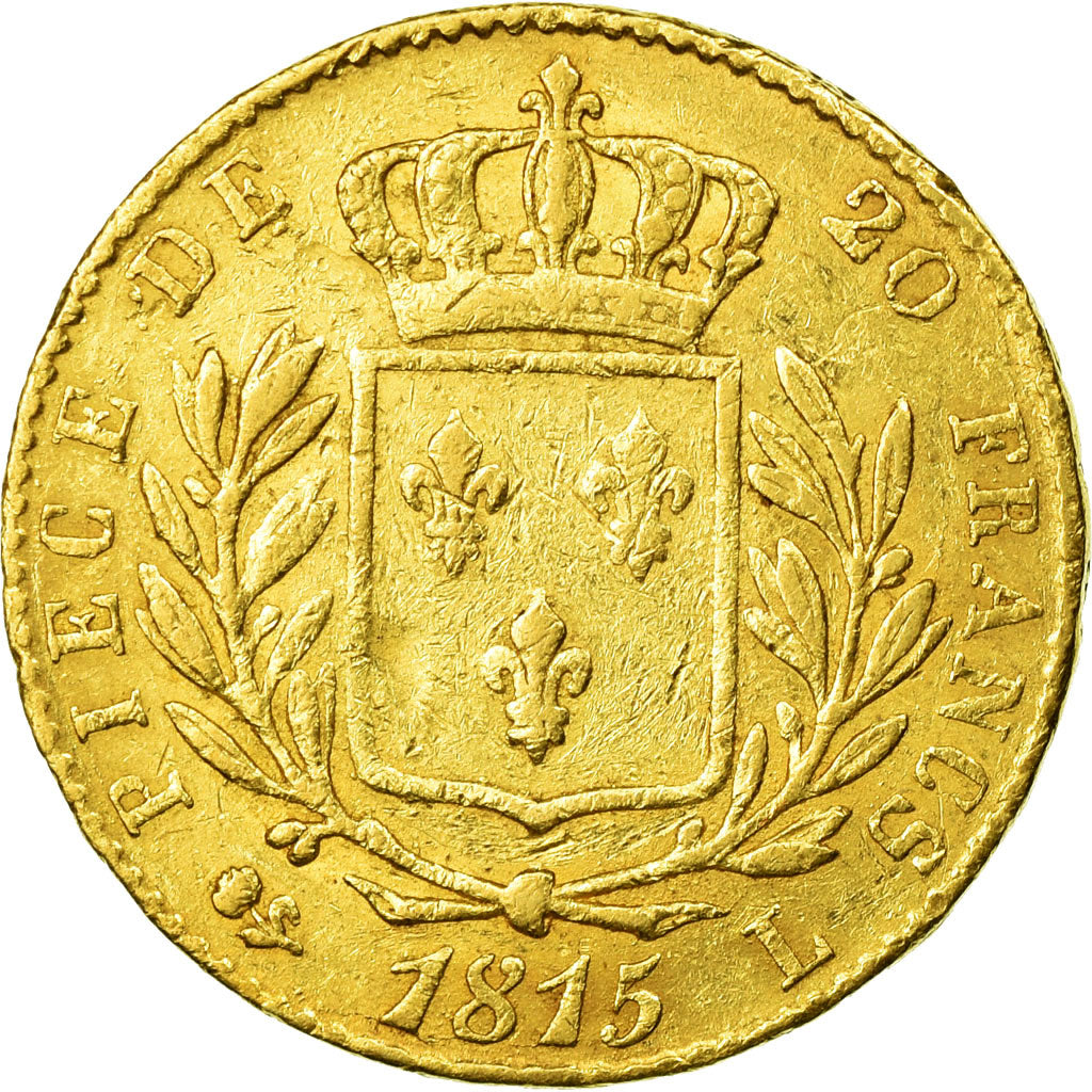 Munten, Frankrijk, Louis XVIII, Louis XVIII, 20 Francs, 1815, Bayonne, FR+