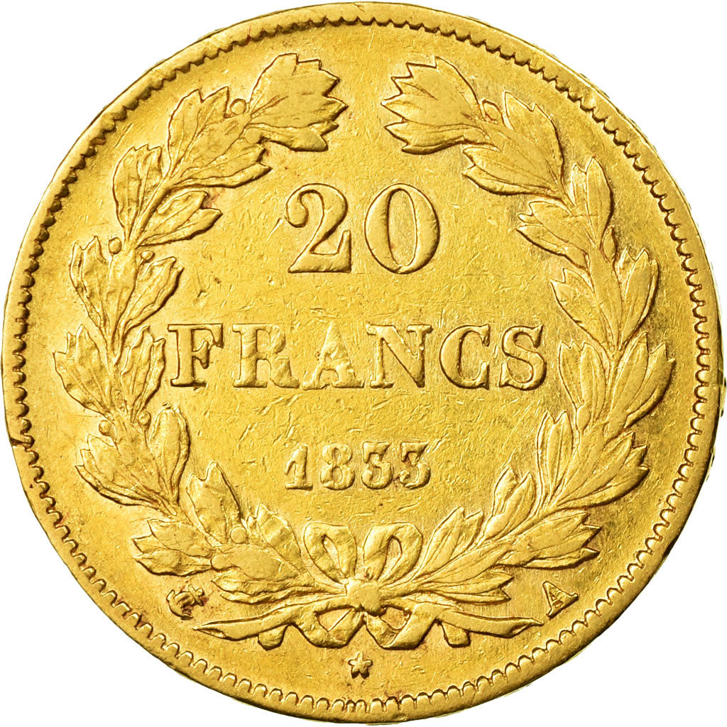 Moneda, Francia, Louis-Philippe, 20 Francs, 1833, Paris, MBC, Oro, KM:750.1