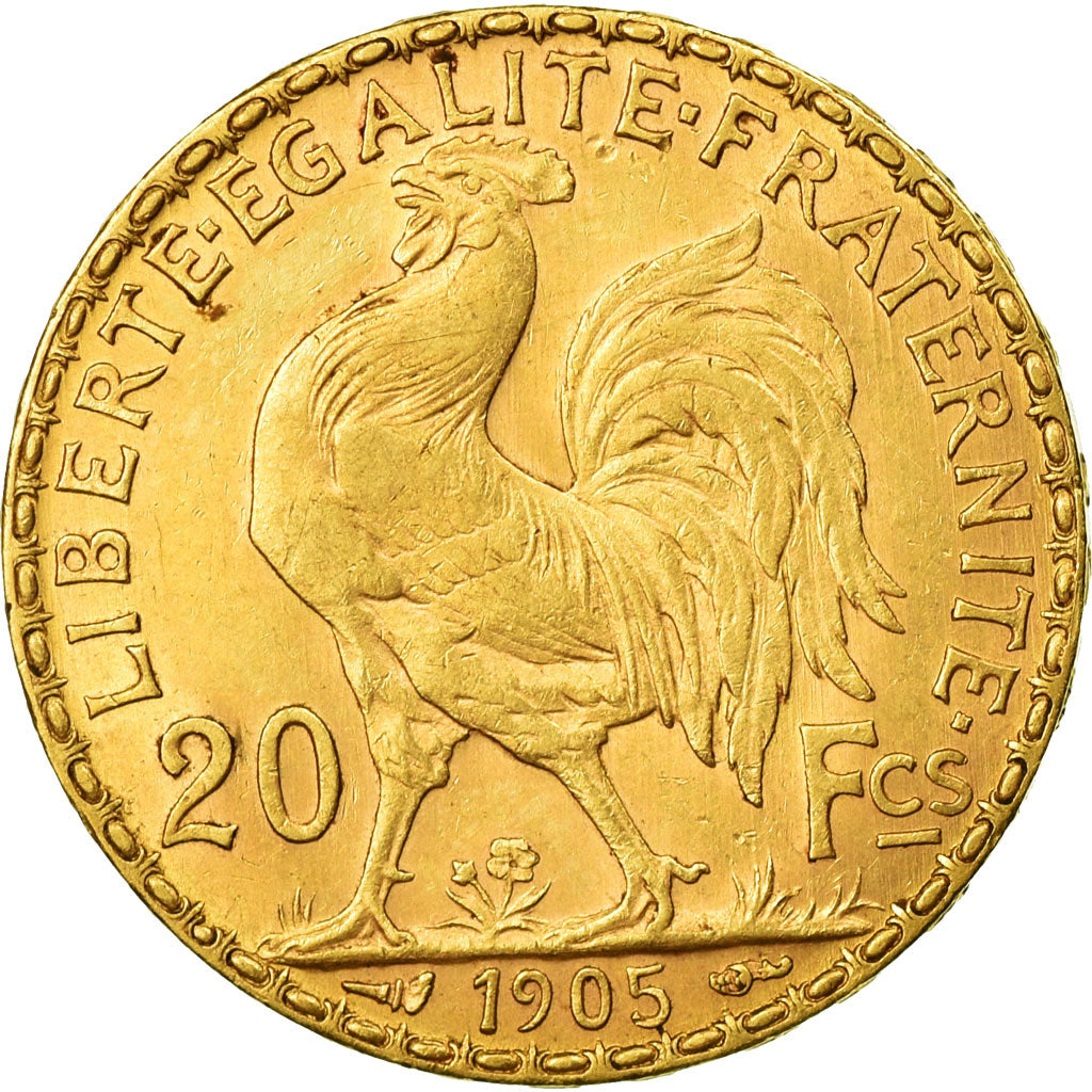 Moeda, França, Marianne, 20 Francs, 1905, Paris, AU(55-58), Dourado, KM:847