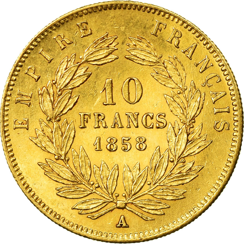Coin, France, Napoleon III, 10 Francs, 1858, Paris, AU(55-58), Gold