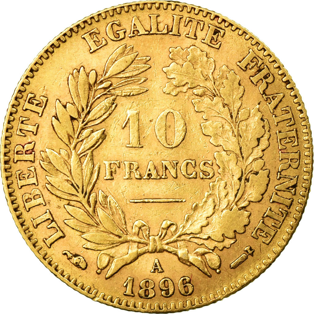 Coin, France, Cérès, 10 Francs, 1896, Paris, AU(50-53), Gold, KM:830