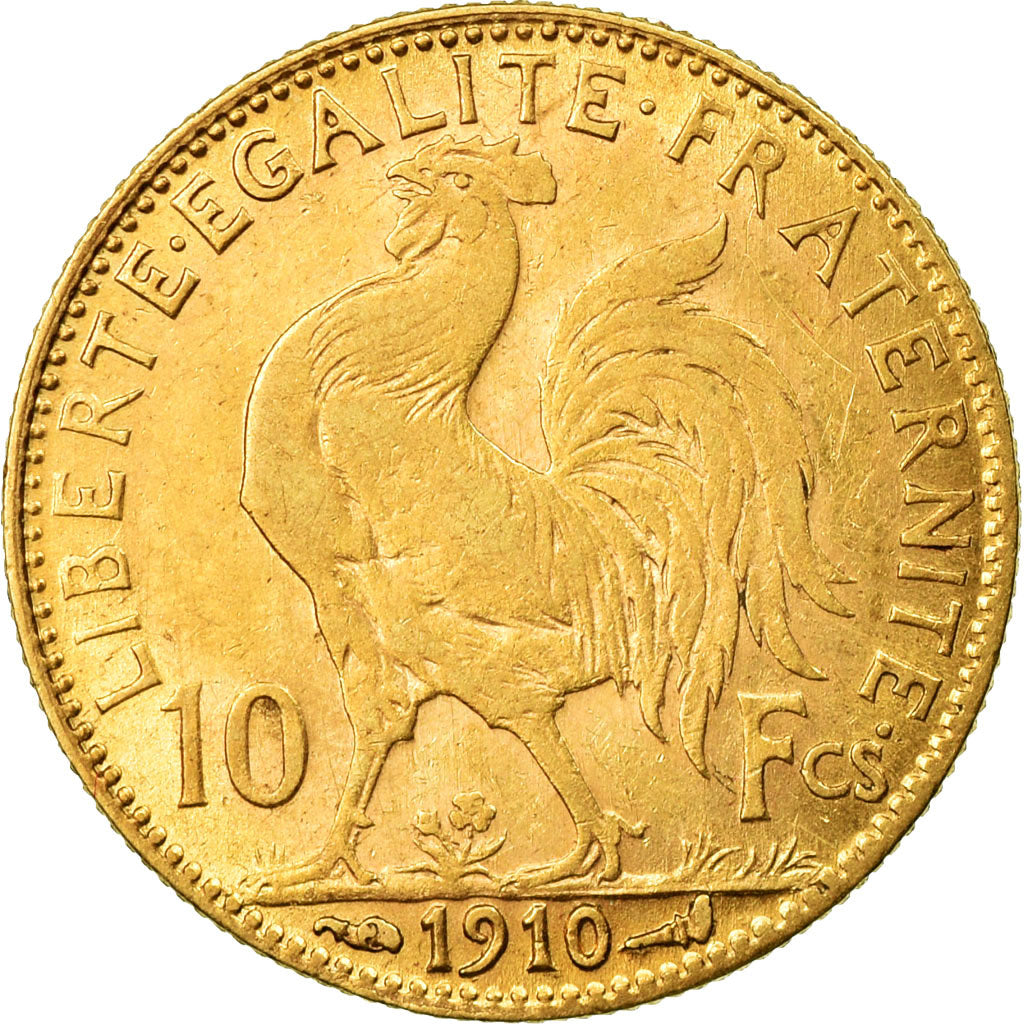 Moneda, Francia, Marianne, 10 Francs, 1910, Paris, MBC, Oro, KM:846