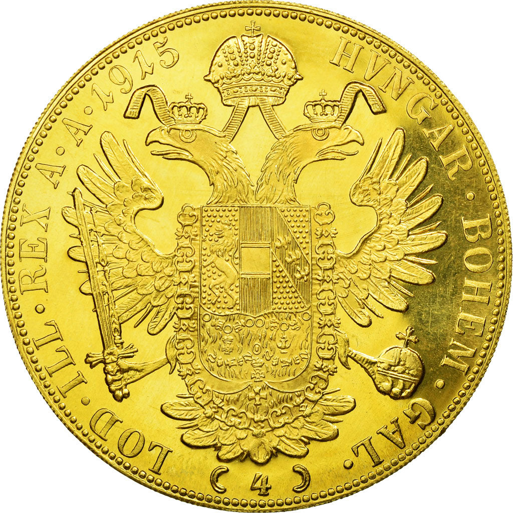 Munten, Oostenrijk, Franz Joseph I, 4 Ducat, 1915, Official restrike, UNC, Goud