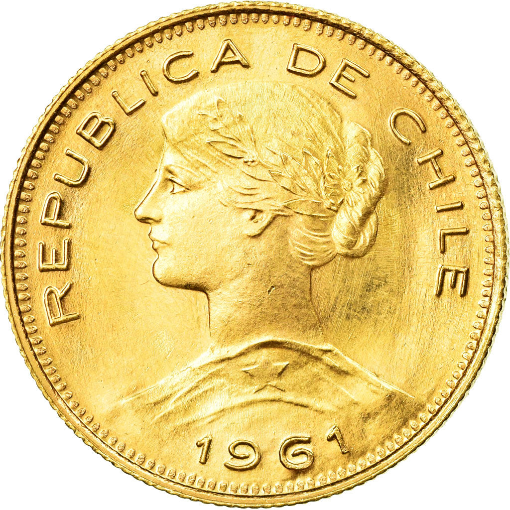 Moneta, Cile, 100 Pesos, 1961, Santiago, SPL, Oro, KM:175