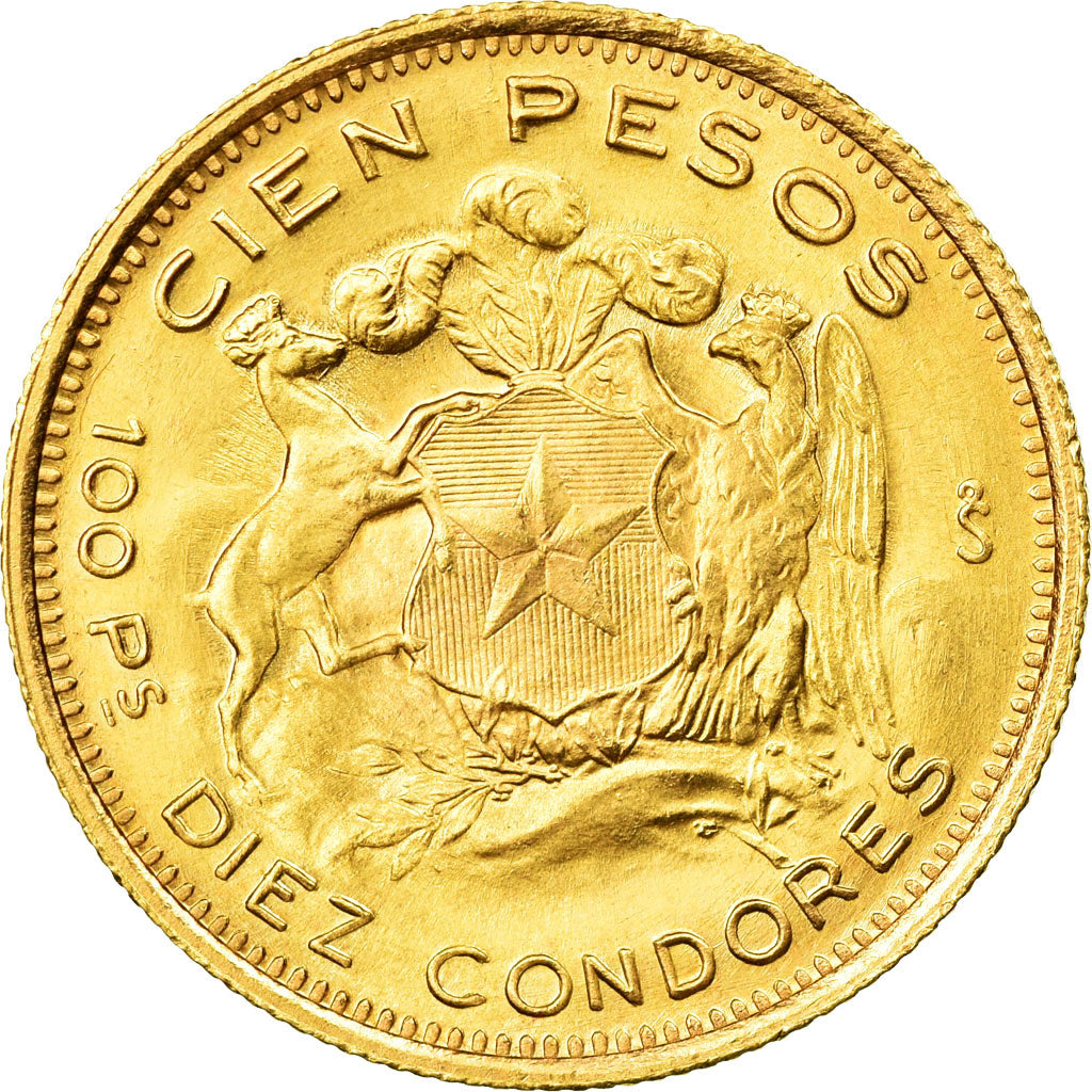Moneta, Cile, 100 Pesos, 1961, Santiago, SPL, Oro, KM:175