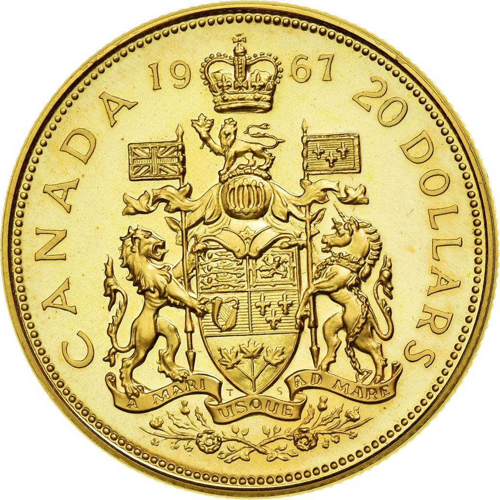 Coin, Canada, Elizabeth II, 20 Dollars, 1967, Ottawa, MS(64), Gold