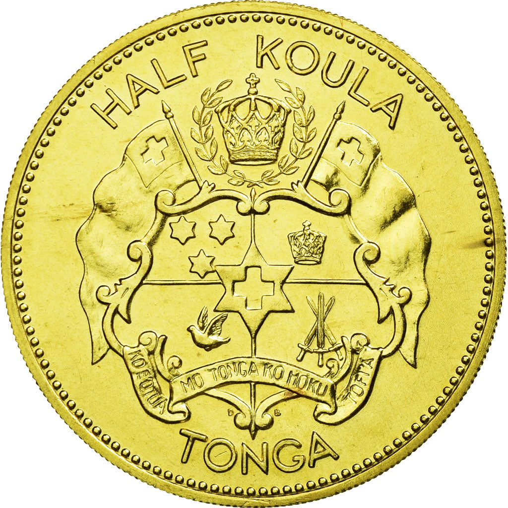 Coin, Tonga, Queen Salote, 1/2 Koula, 1962, MS(60-62), Gold, KM:2