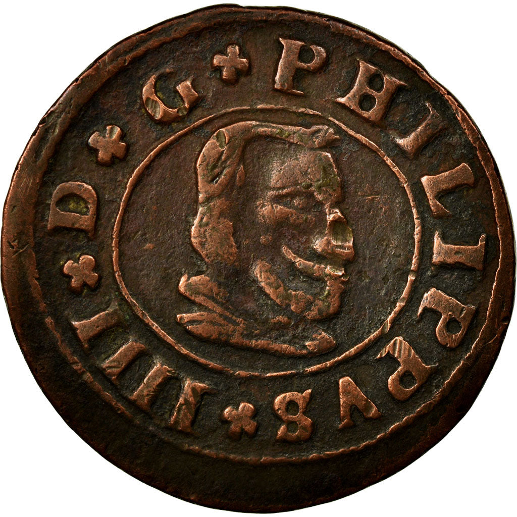 Moneta, Spagna, Philip IV, 16 Maravedis, 1664, Segovia, MB+, Rame, KM:172.6