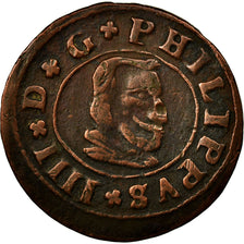 Moneta, Spagna, Philip IV, 16 Maravedis, 1664, Segovia, MB+, Rame, KM:172.6