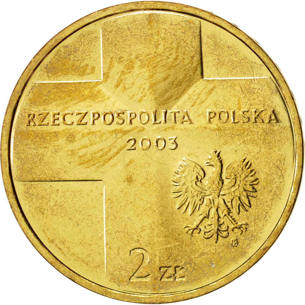 Poland, 2 Zlote, 2003, Warsaw, Brass, KM:465