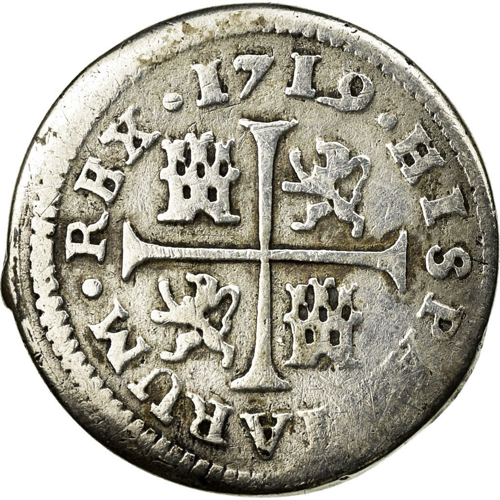 Coin, Spain, Philip V, 1/2 Réal, 1719, Cuenca, VF(30-35), Silver, KM:311