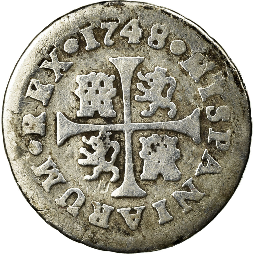 Münze, Spanien, Ferdinand VI, 1/2 Réal, 1748, Madrid, SGE+, Silber, KM:370.1