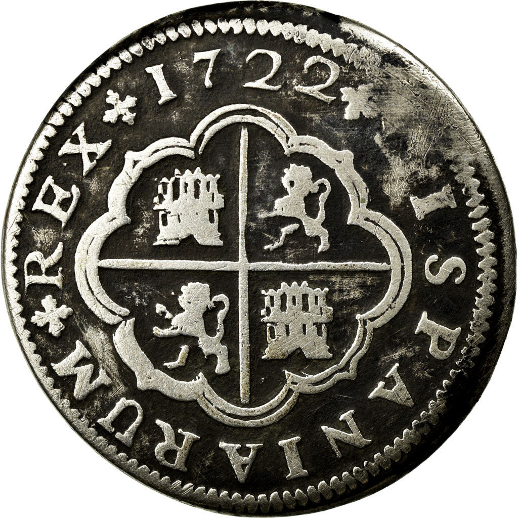 Coin, Spain, Philip V, 2 Reales, 1722, Seville, VF(30-35), Silver, KM:307