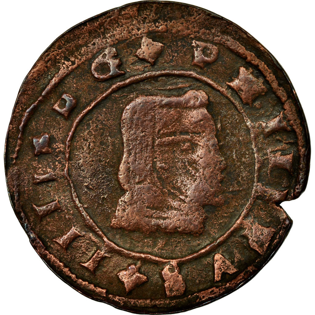 Moneda, España, Philip IV, 16 Maravedis, 1663, Granada, BC+, Cobre, KM:172.4