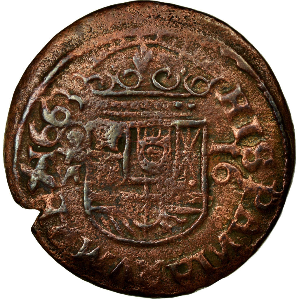 Moneda, España, Philip IV, 16 Maravedis, 1663, Granada, BC+, Cobre, KM:172.4