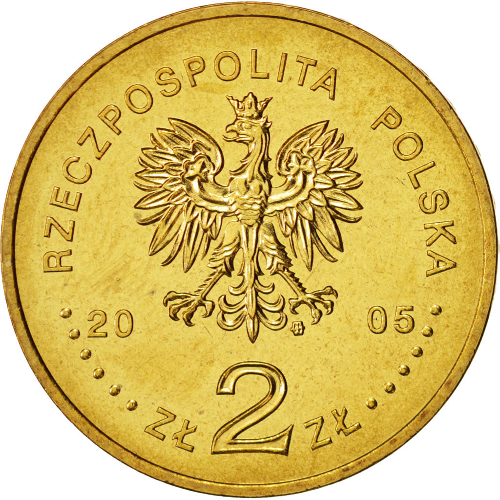 Poland, 2 Zlote, 2005, Warsaw, Brass, KM:525