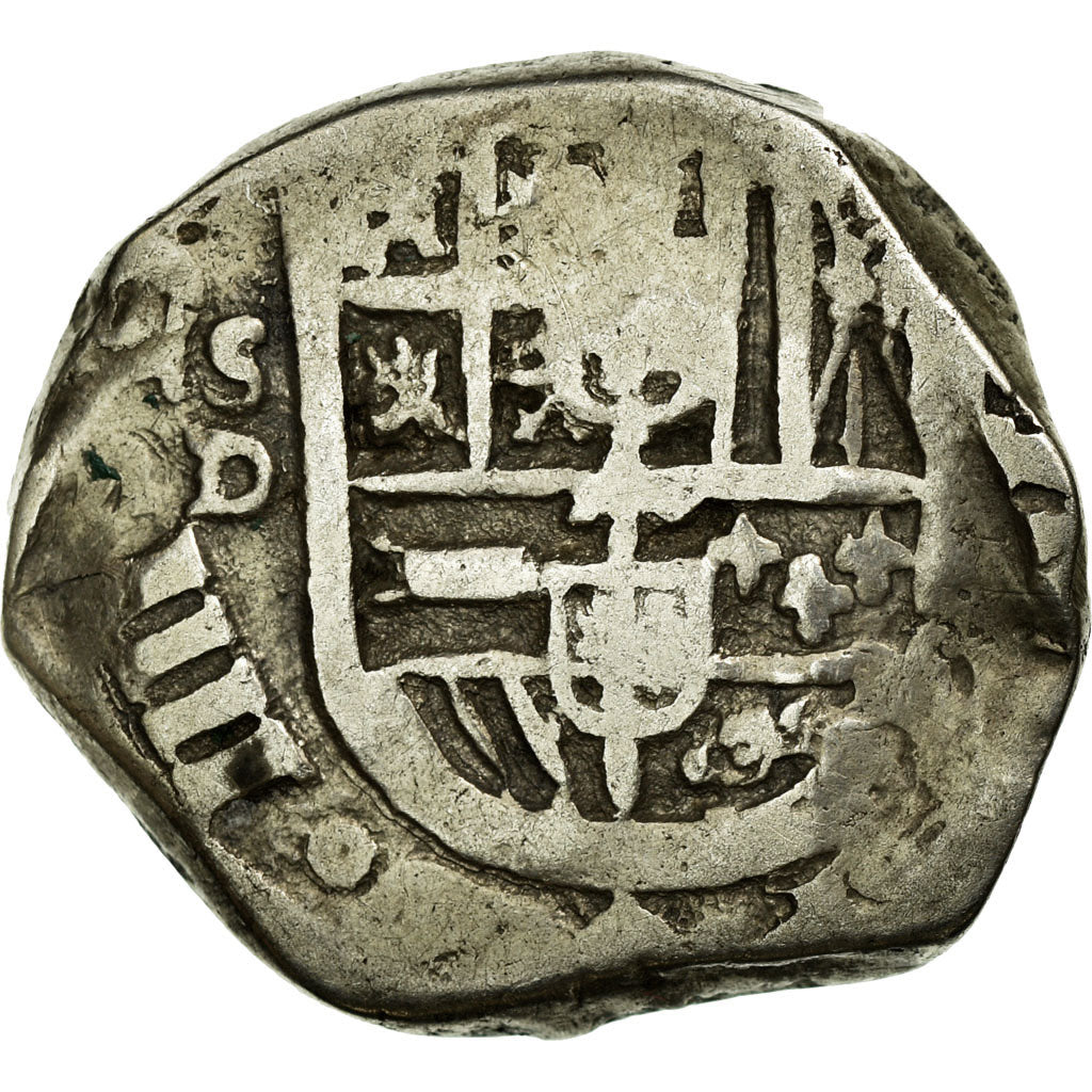Moneda, España, Philip IV, 2 Reales, 1627, Seville, COB, BC+, Plata, KM:29.4