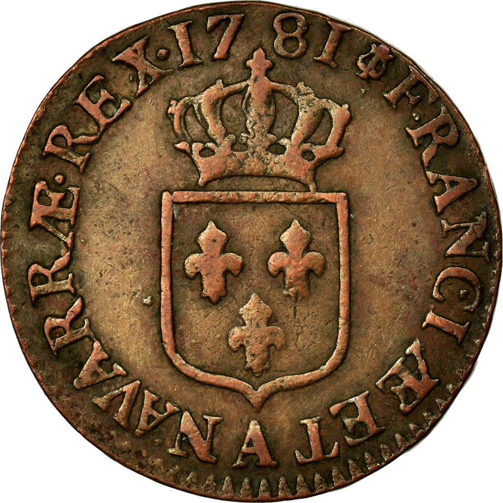 Münze, Frankreich, Louis XVI, 1/2 Sol ou 1/2 sou, 1/2 Sol, 1781, Paris, SS