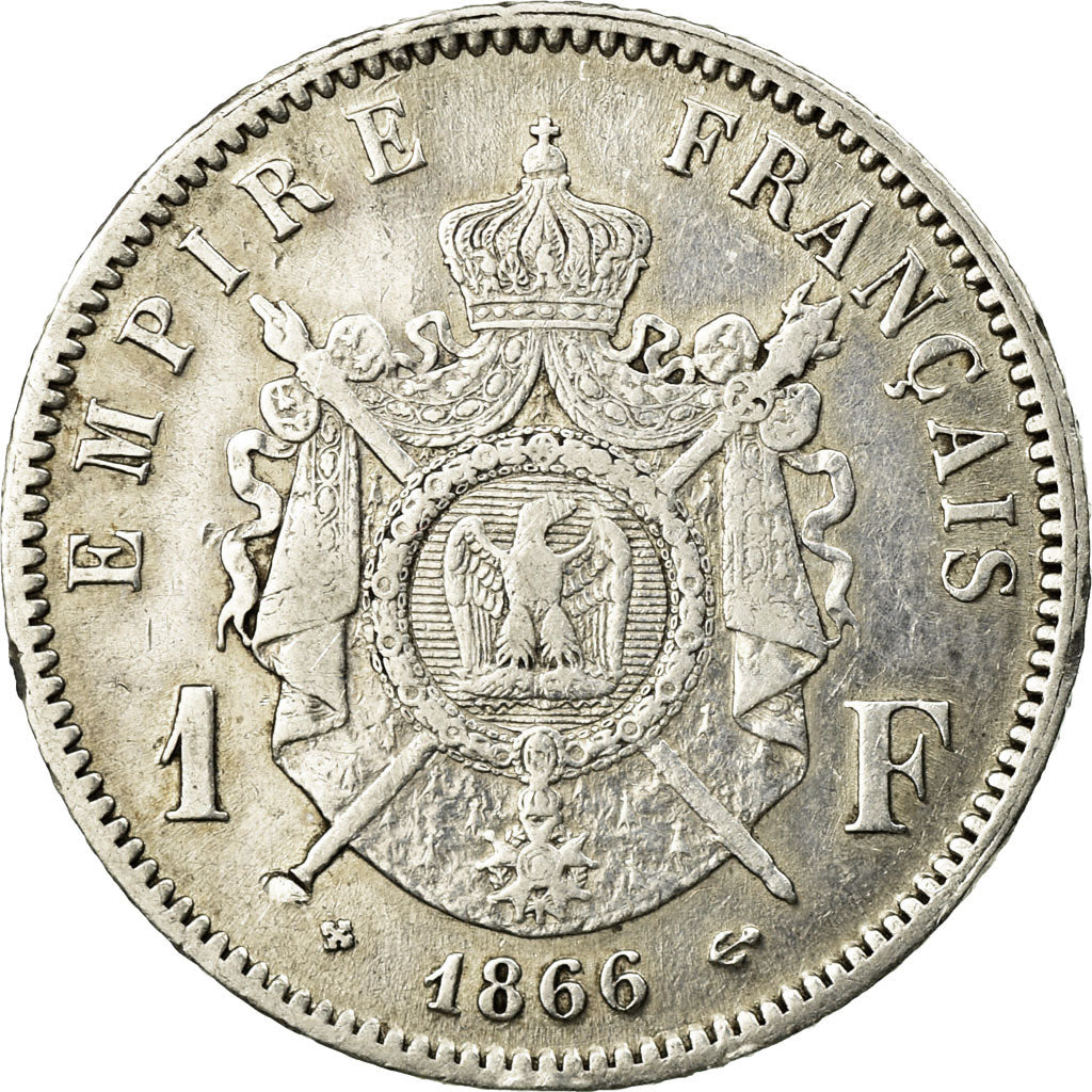 Coin, France, Napoleon III, Franc, 1866, Strasbourg, EF(40-45)