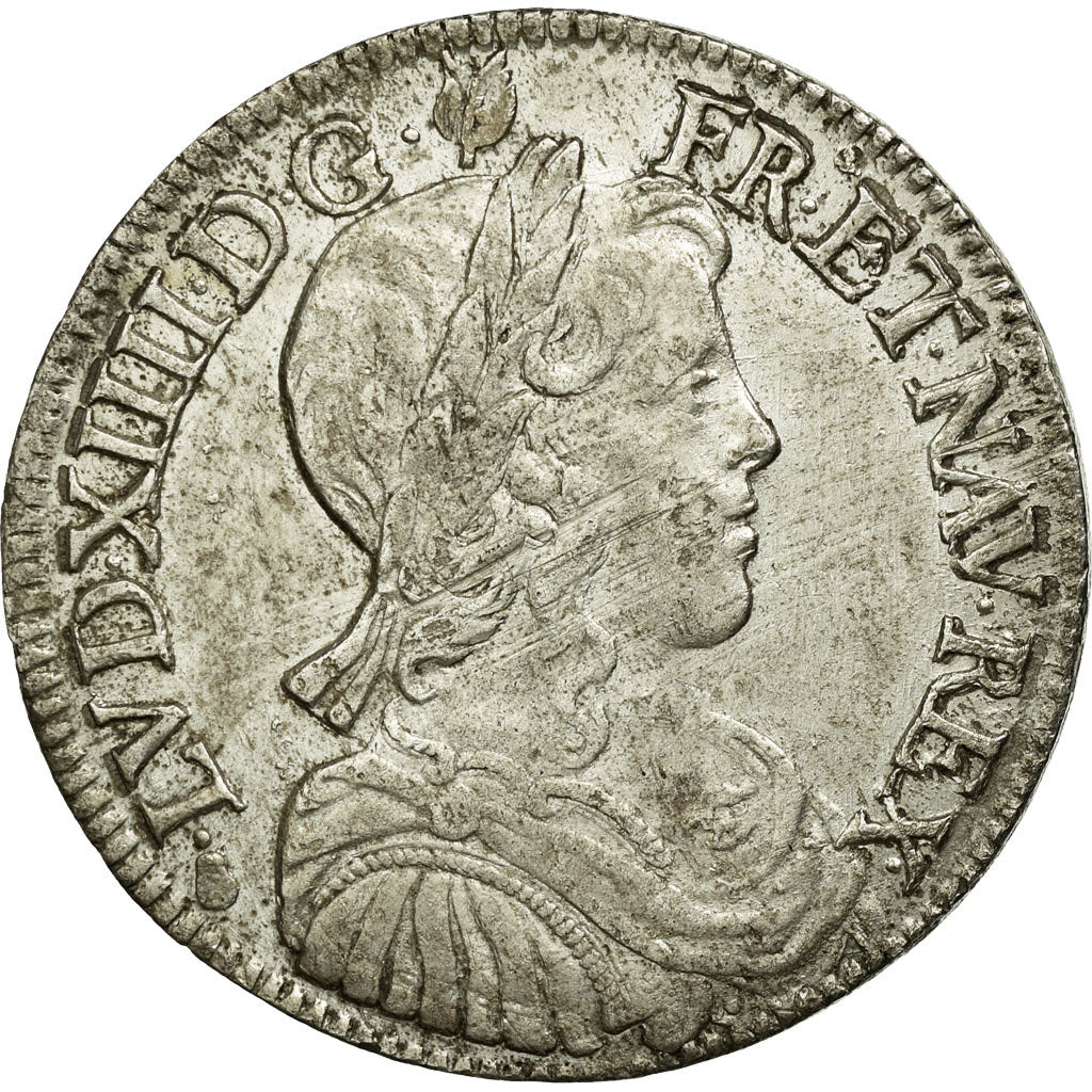Moneta, Francia, Louis XIV, 1/2 Écu à la mèche longue, 1/2 Ecu, 1656, Angers
