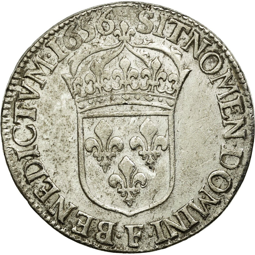 Moneta, Francia, Louis XIV, 1/2 Écu à la mèche longue, 1/2 Ecu, 1656, Angers