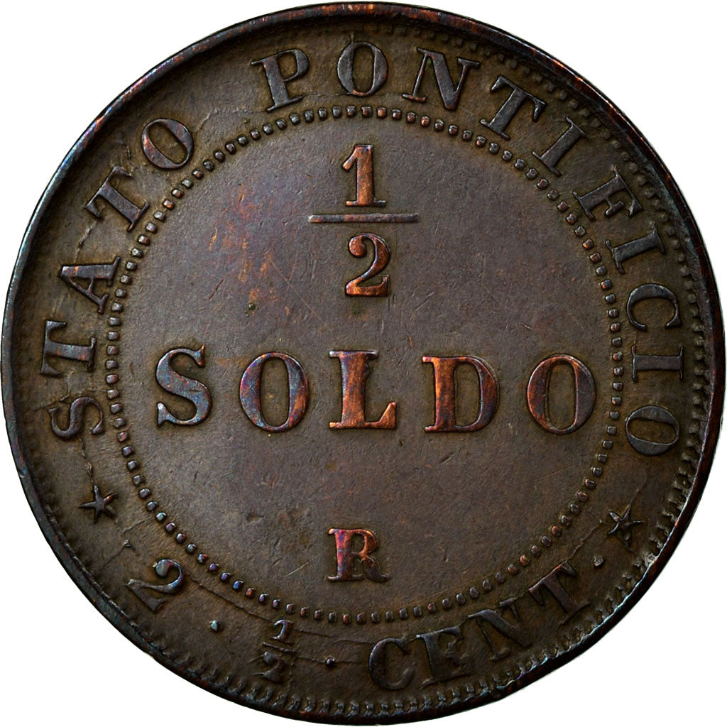 Coin, Vatican, PAPAL STATES, Pius IX, 1/2 Soldo, 2-1/2 Centesimi, 1867