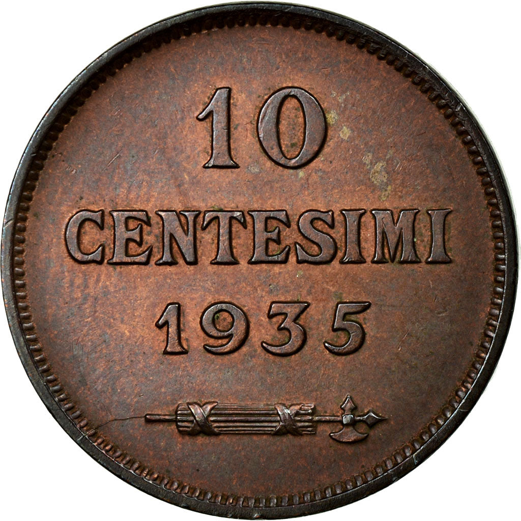 Moneta, San Marino, 10 Centesimi, 1935, Rome, SPL, Bronzo, KM:13