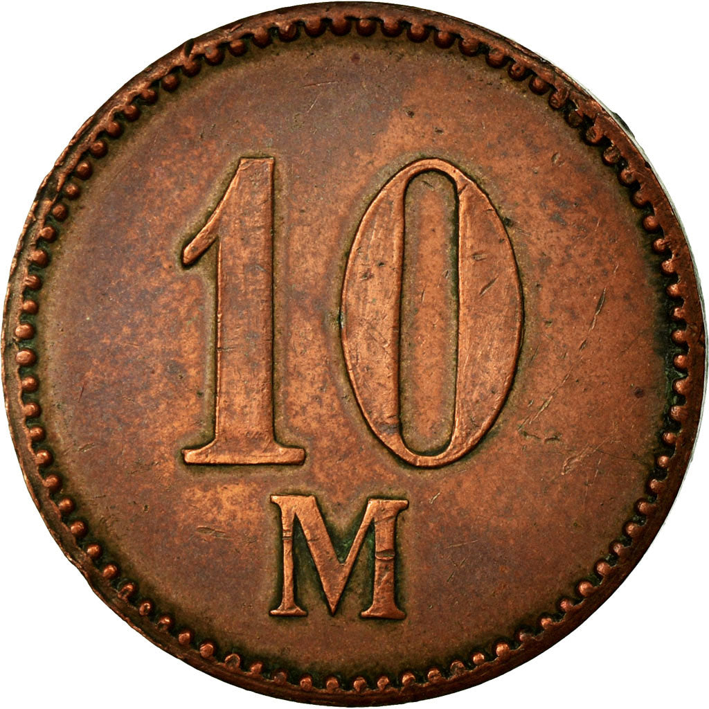 Coin, Germany, Kommandantur des Gefangenen-Lagers, 10 Mark, AU(55-58), Copper