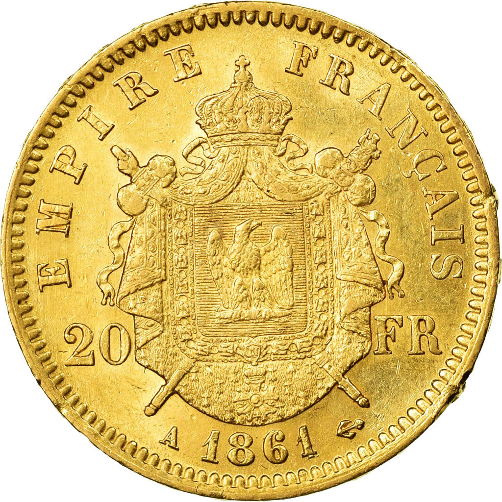 Monnaie, France, Napoléon III, 20 Francs, 1861, Paris, TTB+, Or