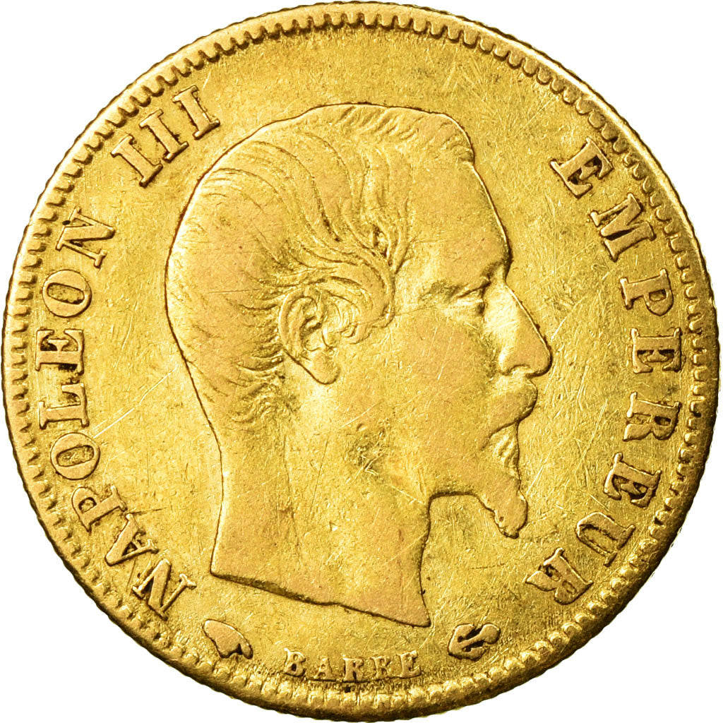 Moneda, Francia, Napoleon III, Napoléon III, 5 Francs, 1860, Paris, BC+, Oro