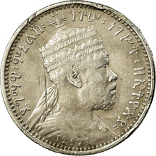 Moneta, Etiopia, Menelik II, 1/8 Birr, 1895 (EE 1887), Paris, MB, Argento, KM:2