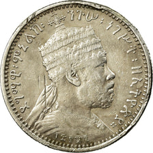 Moneda, Etiopía, Menelik II, 1/8 Birr, 1895 (EE 1887), Paris, BC+, Plata, KM:2