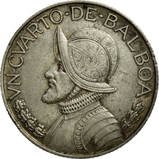 Coin, Panama, 1/4 Balboa, 1962, EF(40-45), Silver, KM:11.2