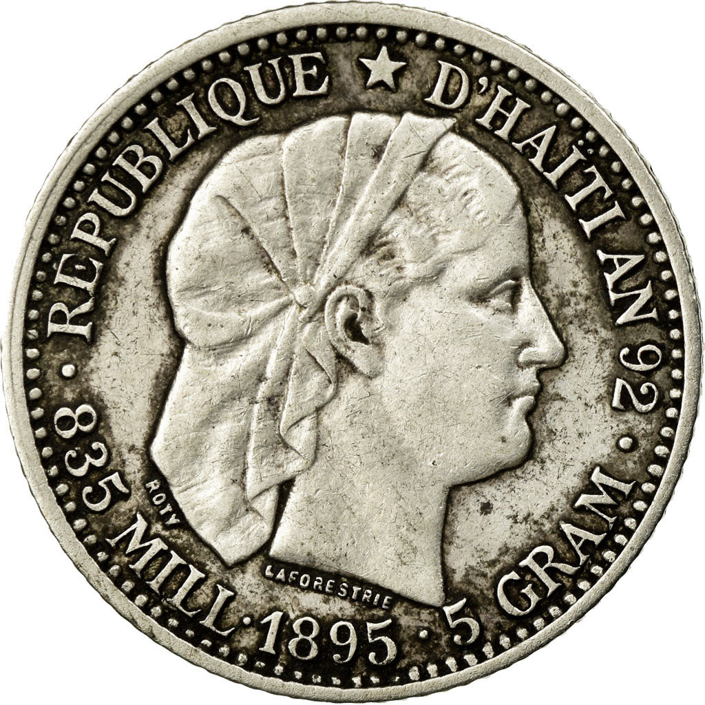 Coin, Haiti, 20 Centimes, 1895, Paris, EF(40-45), Silver, KM:45
