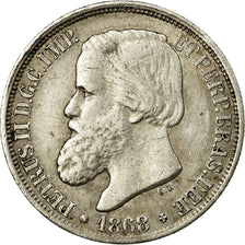 Coin, Brazil, Pedro II, 200 Reis, 1868, VF(30-35), Silver, KM:471