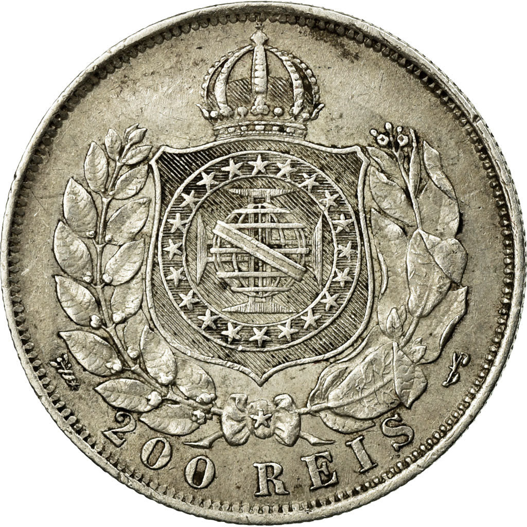 Coin, Brazil, Pedro II, 200 Reis, 1868, VF(30-35), Silver, KM:471