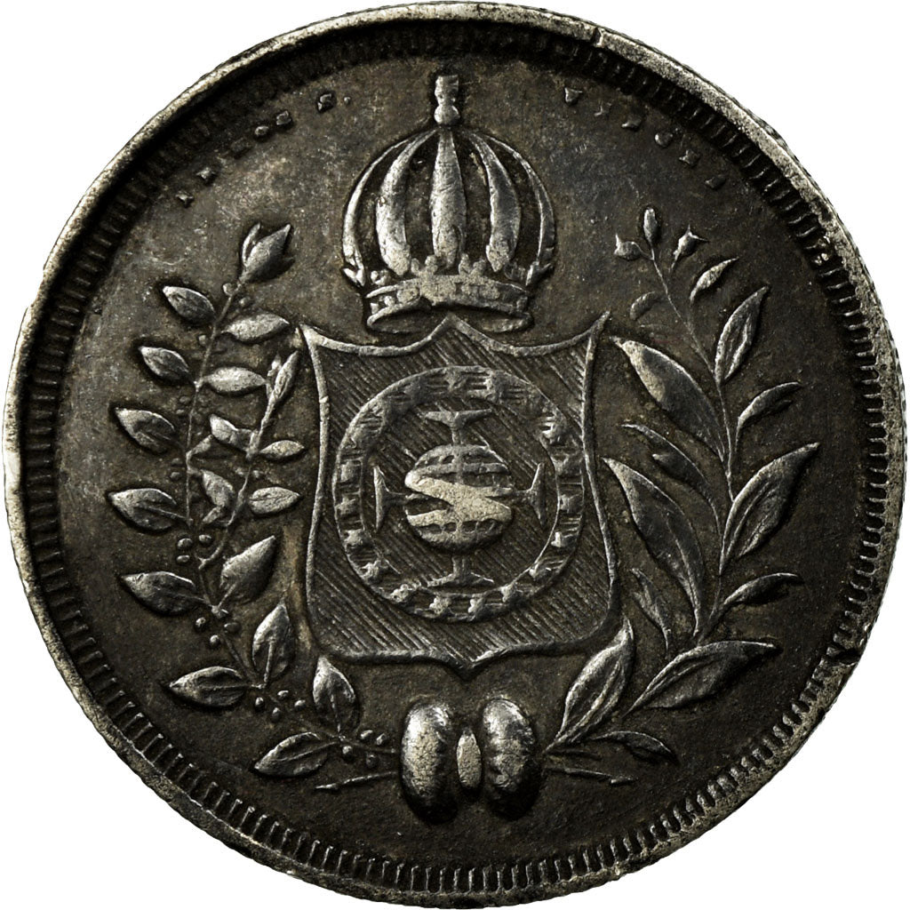 Coin, Brazil, Pedro II, 100 Reis, 1835, VF(30-35), Silver, KM:452