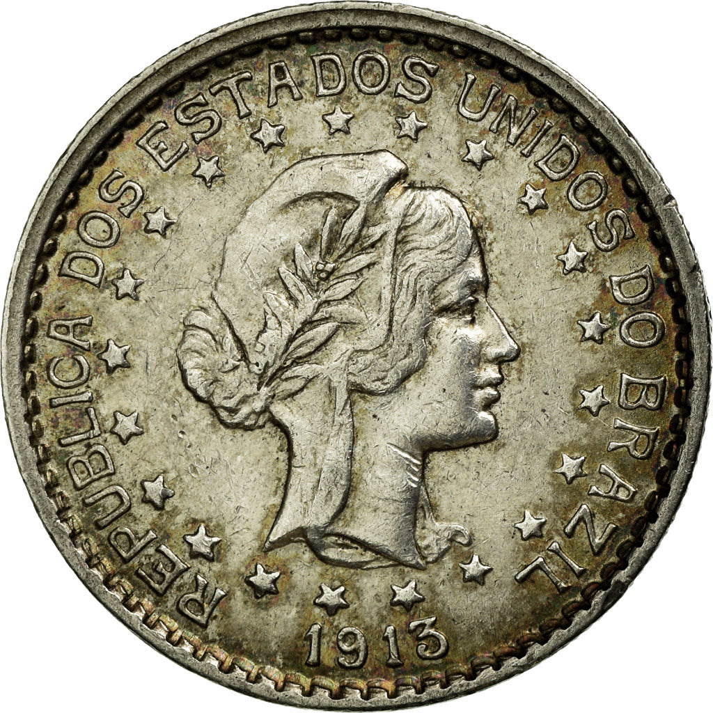 Coin, Brazil, 500 Reis, 1913, AU(50-53), Silver, KM:512