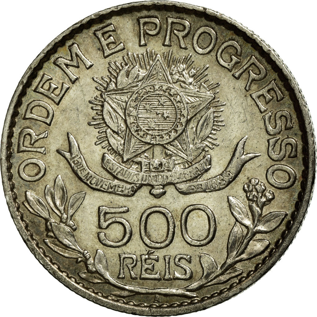Coin, Brazil, 500 Reis, 1913, AU(50-53), Silver, KM:512