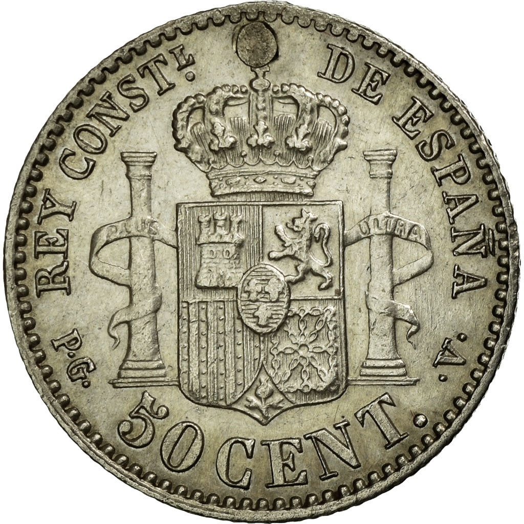 Monnaie, Espagne, Alfonso XIII, 50 Centimos, 1894, Madrid, TTB+, Argent, KM:703