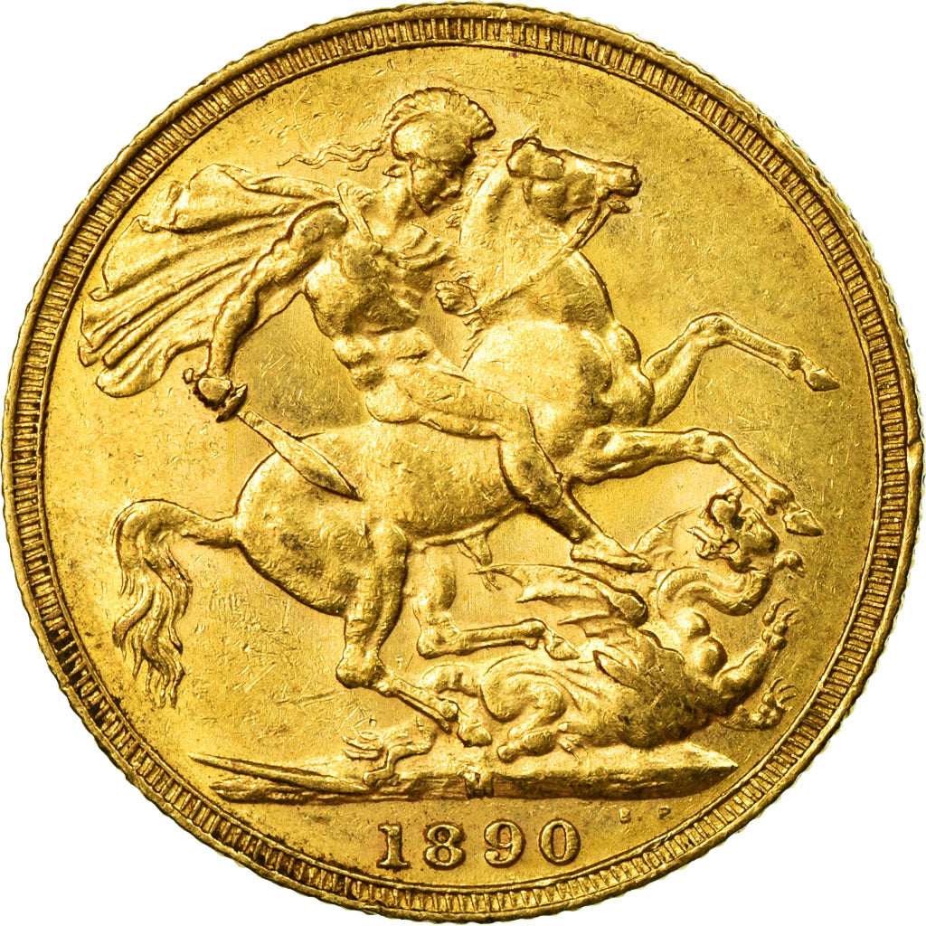 Münze, Australien, Victoria, Sovereign, 1890, Melbourne, SS+, Gold, KM:10
