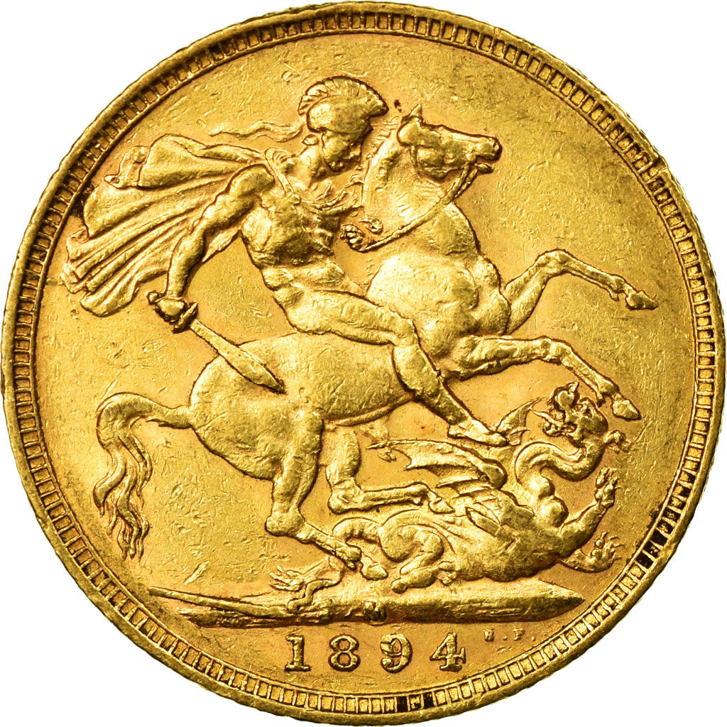 Moneta, Australia, Victoria, Sovereign, 1894, Melbourne, BB, Oro, KM:13