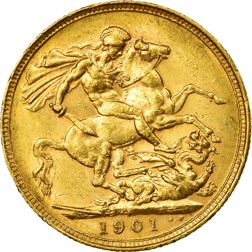 Moneta, Australia, Victoria, Sovereign, 1901, Perth, BB+, Oro, KM:13