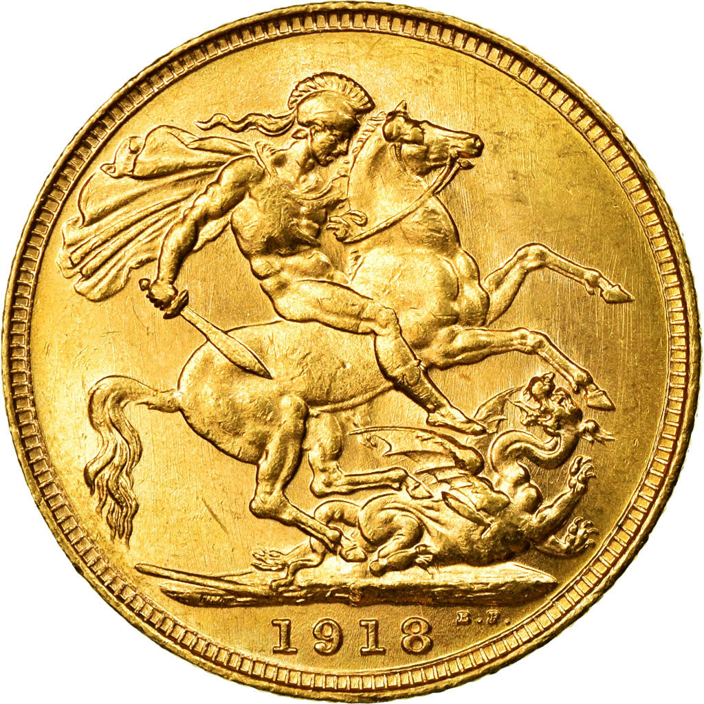 Coin, Australia, George V, Sovereign, 1918, Sydney, MS(60-62), Gold, KM:29