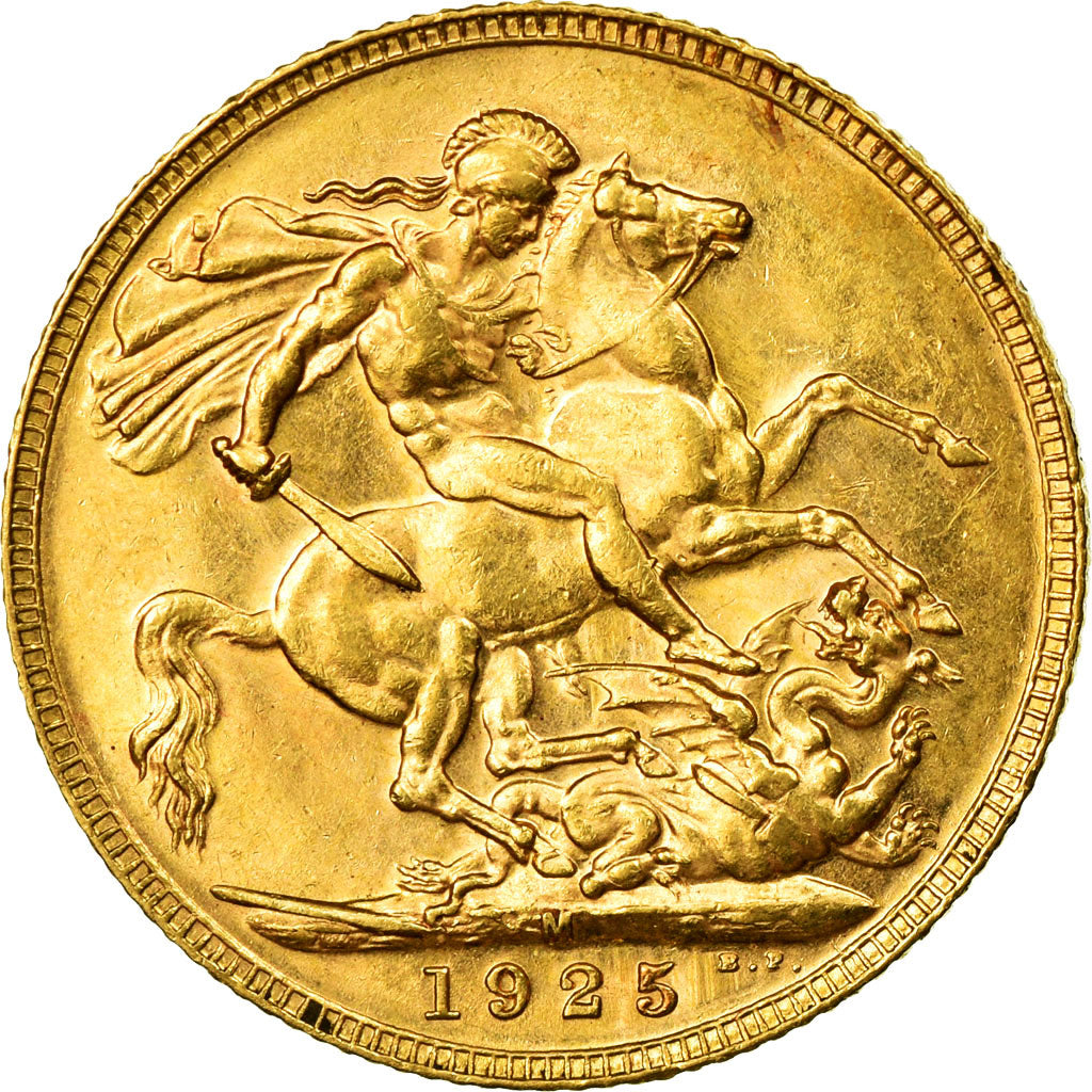 Coin, Australia, George V, Sovereign, 1925, Melbourne, MS(60-62), Gold, KM:29