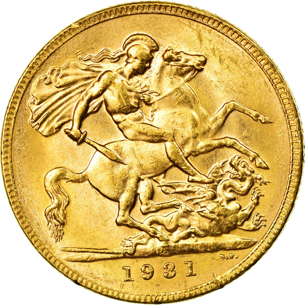 Moneda, Australia, George V, Sovereign, 1931, Perth, MBC+, Oro, KM:32